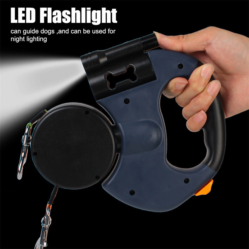 Nuvani Pets Retractable Dual Dog Leash – LED & Reflective