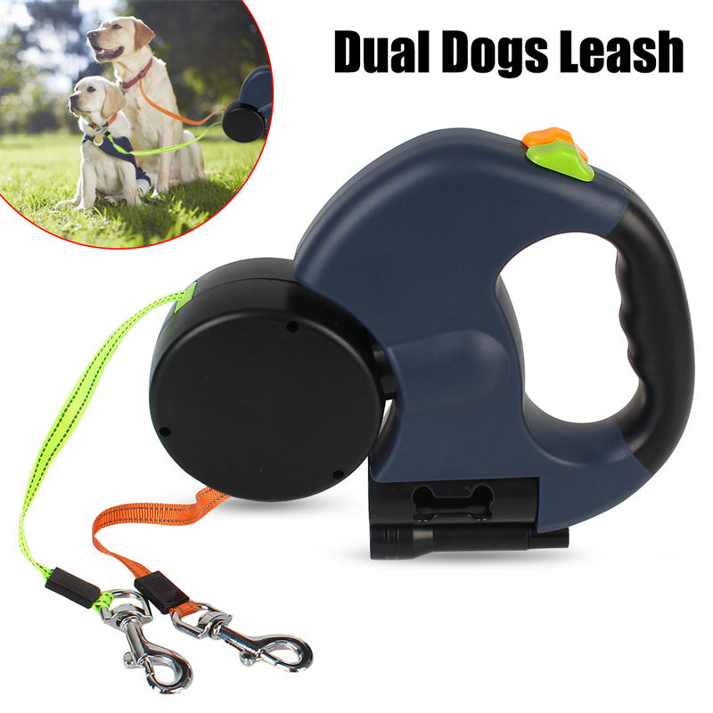 Nuvani Pets Retractable Dual Dog Leash – LED & Reflective