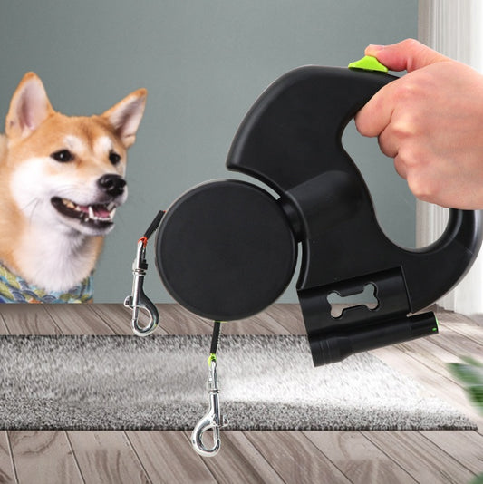 Nuvani Pets Retractable Dual Dog Leash – LED & Reflective