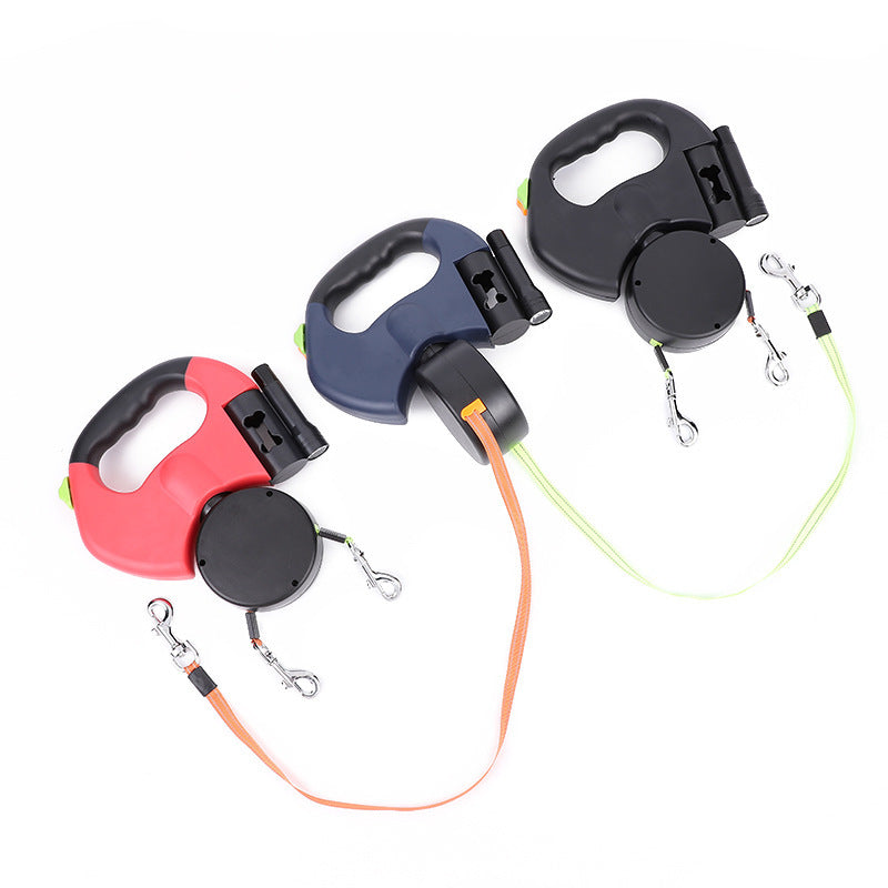 Nuvani Pets Retractable Dual Dog Leash – LED & Reflective